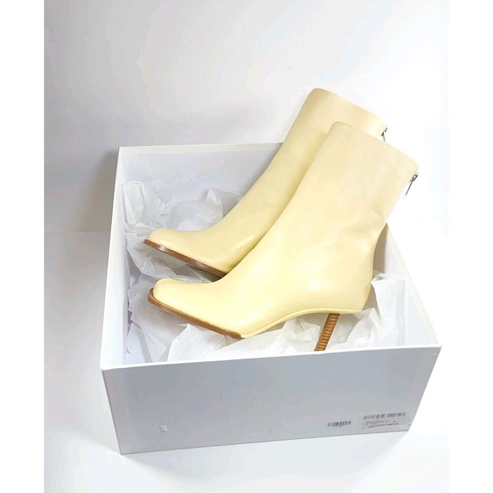 JACQUEMUS Les Bottines Rond Carré Leather Ankle Boots Ivory EU40 US10.